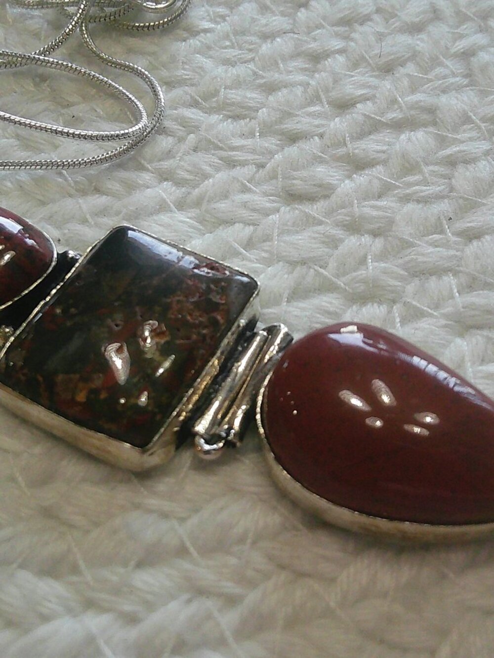 Natural RED JASPER Handmade Sterling 925 Pendant/Chain #218F